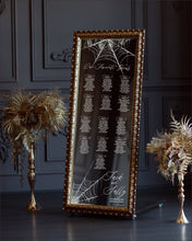 Load image into Gallery viewer, NEW Spooky Spiderweb Wedding Seating Chart Mirror Cling