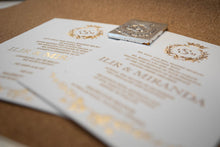 Load image into Gallery viewer, Invitation: Letterpress & Gold Foil Wedding Invitation