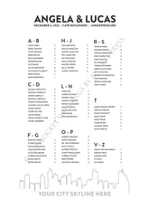 Load image into Gallery viewer, NEW Skyline Wedding Seating Chart Mirror Cling