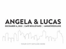 Load image into Gallery viewer, NEW Skyline Wedding Seating Chart Mirror Cling