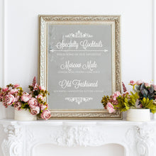Load image into Gallery viewer, Cocktails Mirror Static Cling Decal Sign
