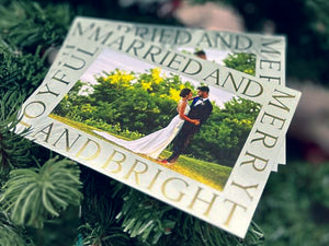 Married & Bright First Married Christmas Greeting Card | Newlywed Greeting Card | Custom Thank You Card