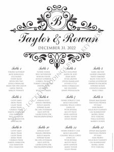 NEW Scroll Wedding Seating Chart Mirror Cling