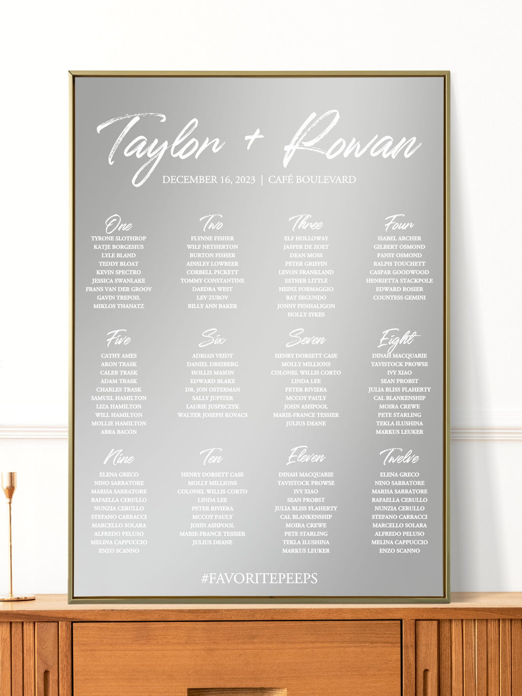 NEW Felt Tip Wedding Seating Chart Mirror Cling