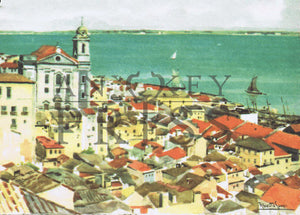 Vintage Postcard Reproduction - Alfama e Rio Tejo, Lisbon, Portuga