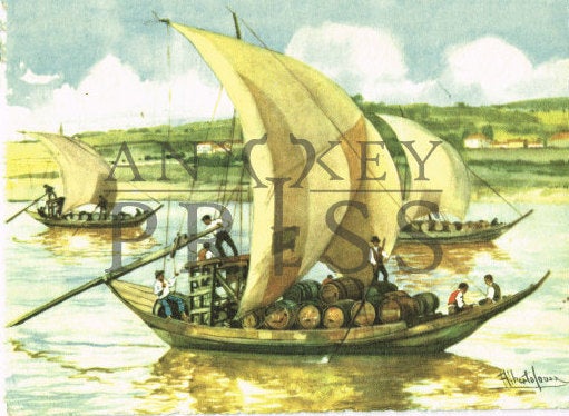 Vintage Postcard Reproduction - Rabelos Boats, Rio Douro, Portugal
