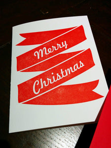 Letterpress Card: Christmas Ribbon